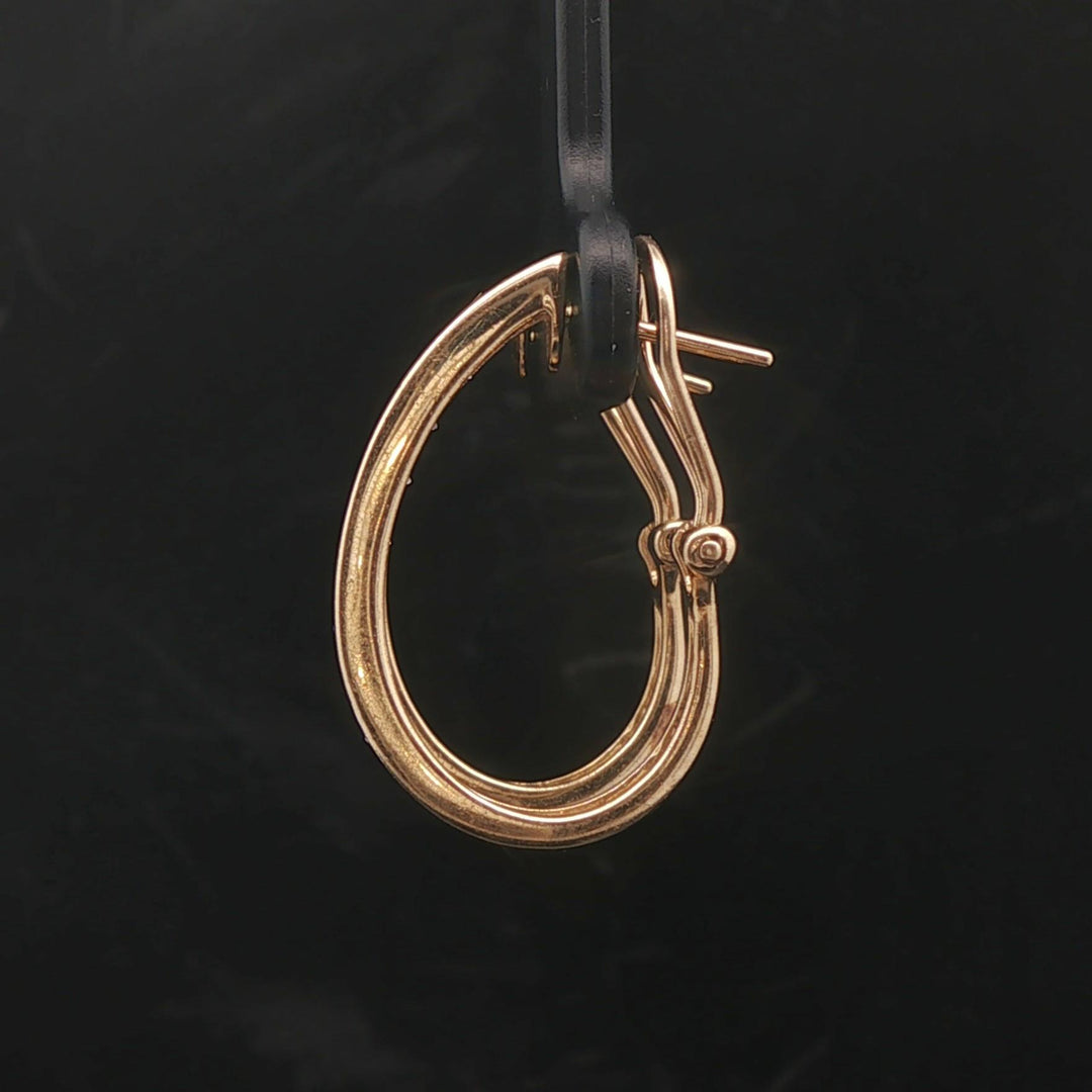 14k Yellow Gold and 1.5cttw Diamond Hoop Earrings 1"