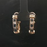 14k Yellow Gold Blue Sapphire and Diamond Hoop Earrings