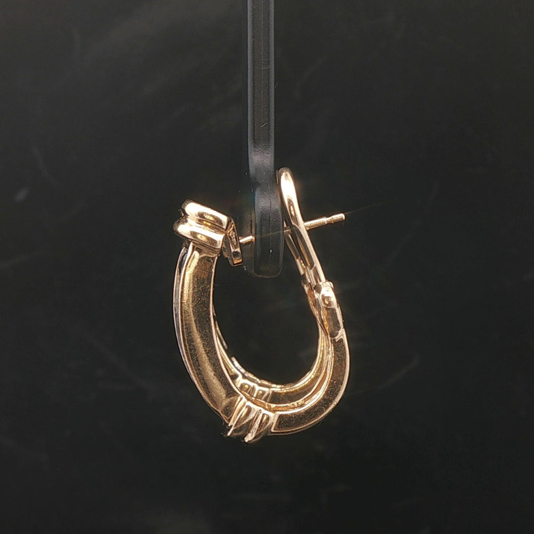 14k Yellow Gold Blue Sapphire and Diamond Hoop Earrings