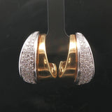 18k Yellow and White Gold 3cttw Diamond Heavy Fancy Hoop Earrings 1"