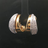 18k Yellow and White Gold 3cttw Diamond Heavy Fancy Hoop Earrings 1"