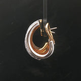 18k Yellow and White Gold 3cttw Diamond Heavy Fancy Hoop Earrings 1"