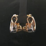 18k Yellow and White Gold 3cttw Diamond Heavy Fancy Hoop Earrings 1"