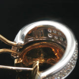 18k Yellow and White Gold 3cttw Diamond Heavy Fancy Hoop Earrings 1"