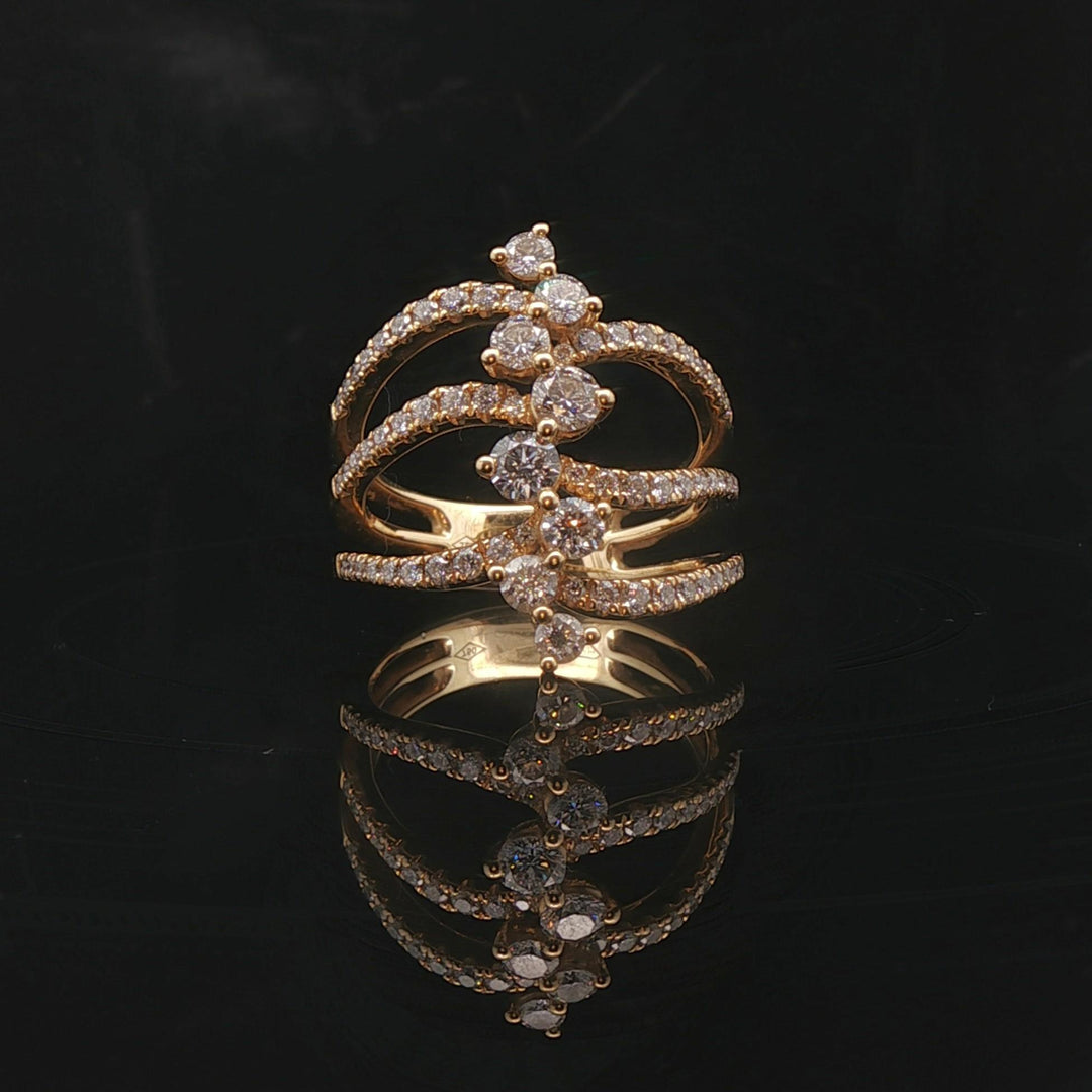 18k Yellow Gold and 1.5cttw Diamond Crossover Band Ring Size 6.5