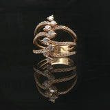 18k Yellow Gold and 1.5cttw Diamond Crossover Band Ring Size 6.5