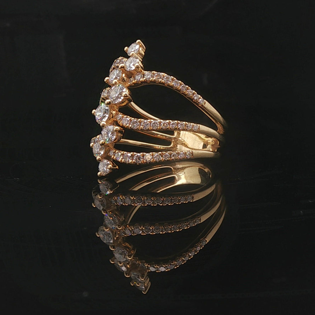 18k Yellow Gold and 1.5cttw Diamond Crossover Band Ring Size 6.5