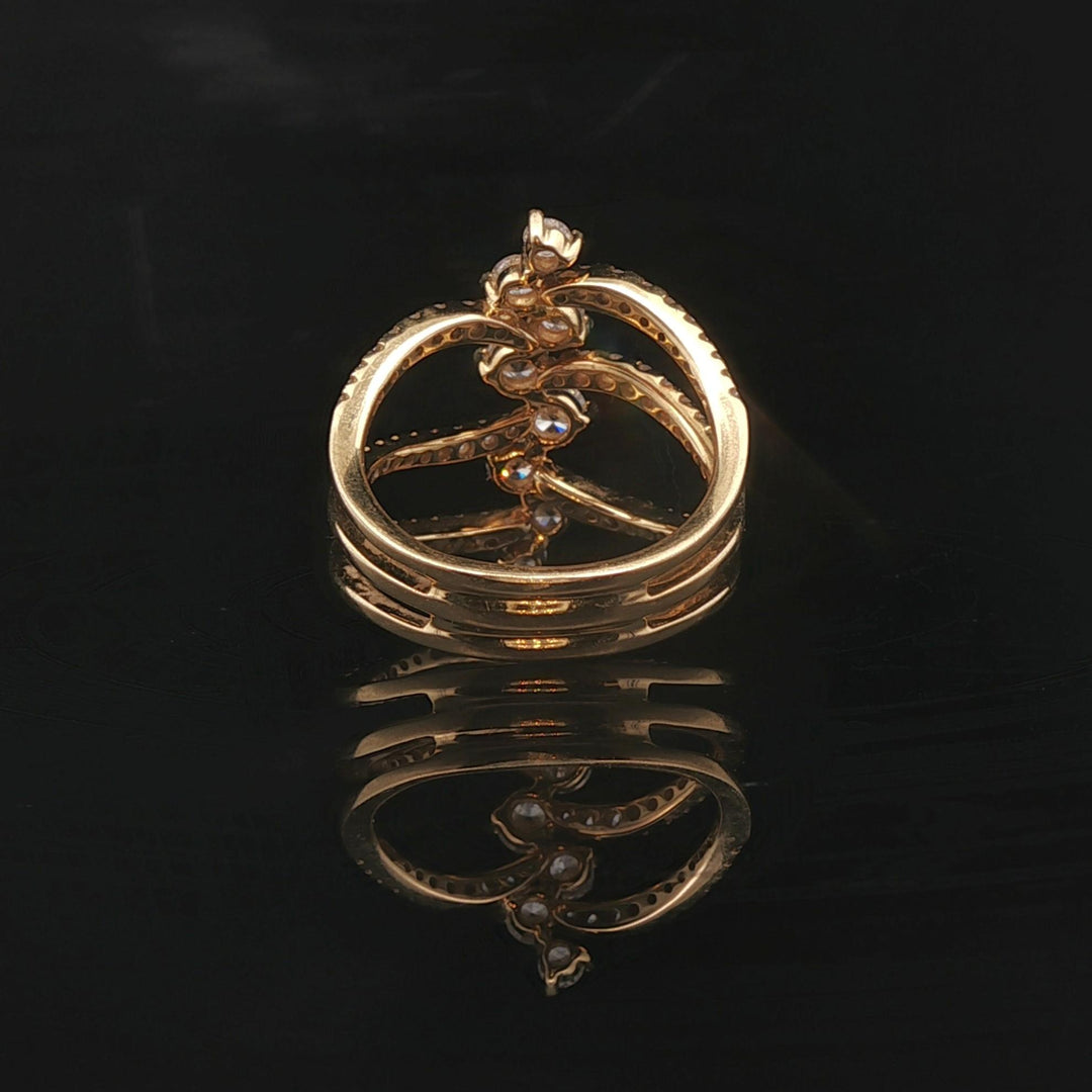 18k Yellow Gold and 1.5cttw Diamond Crossover Band Ring Size 6.5