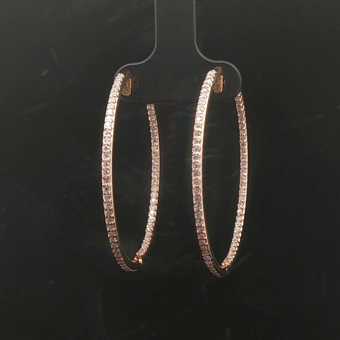 14k Yellow Gold and 1.5cttw Diamond Inside Out Hoop Earrings 1.5"