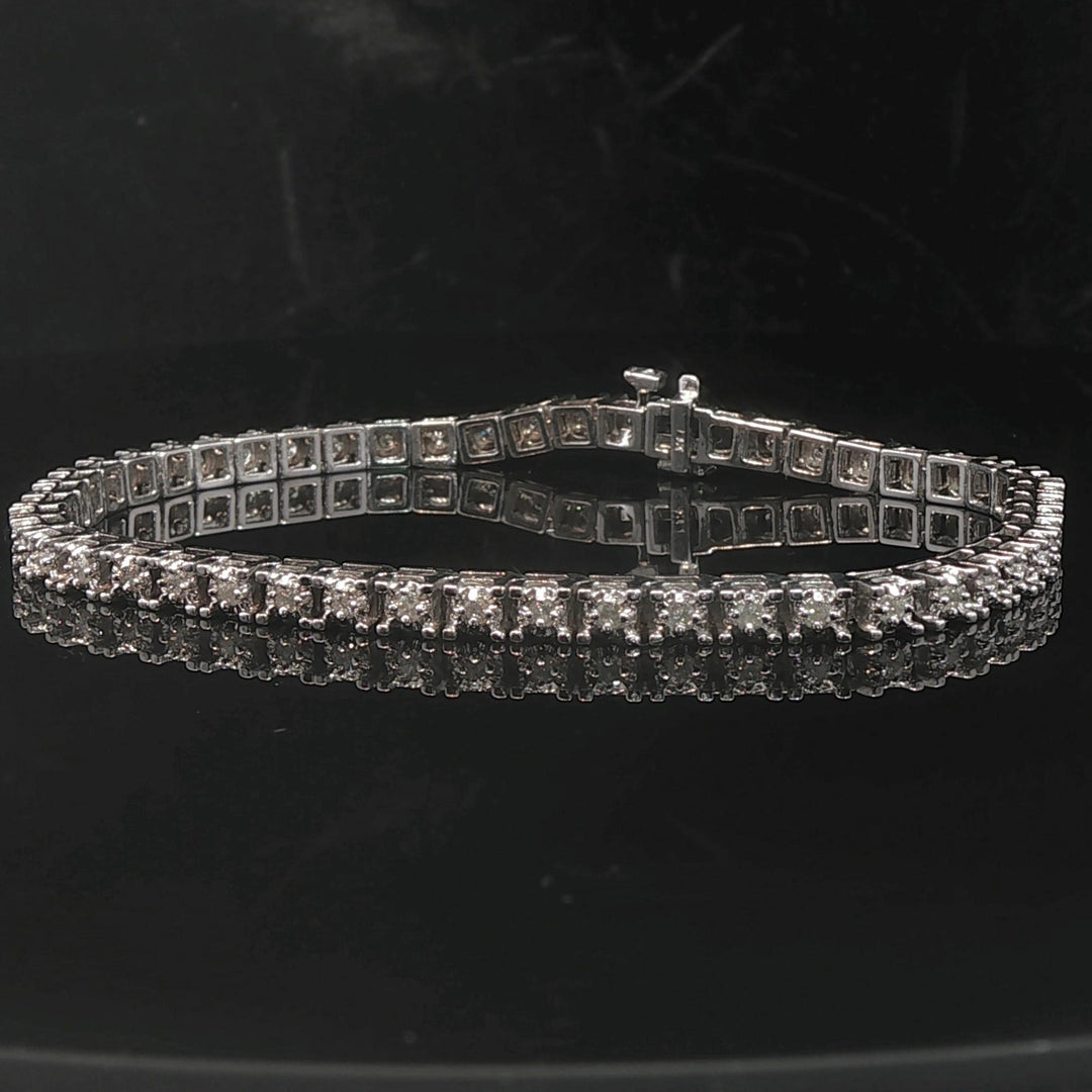 14k White Gold and 1cttw Diamond 11.2g Ladies Tennis Bracelet 7"