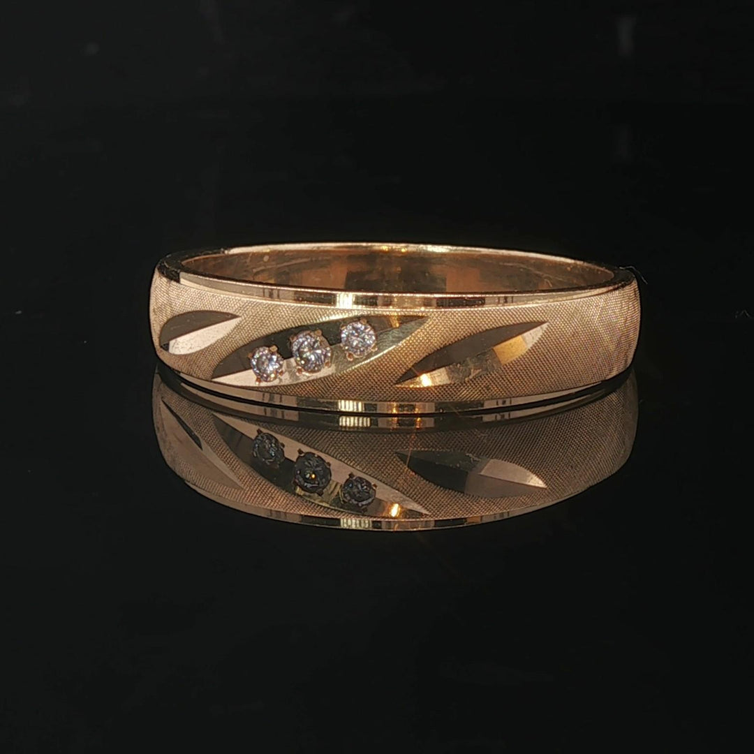 14k Yellow Gold and Diamond 5.9g Diamond Cut Men's Band Ring Size 12.5