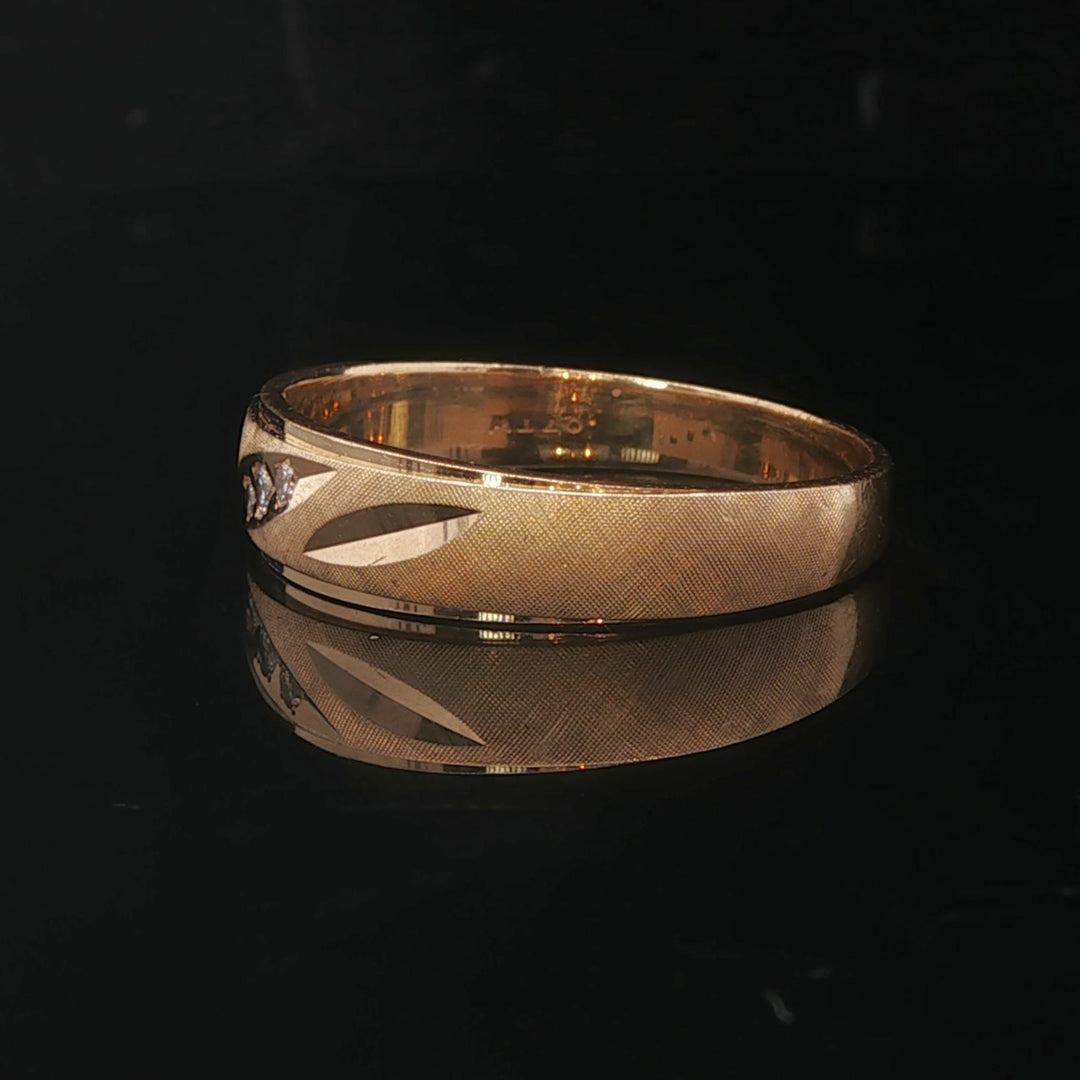 14k Yellow Gold and Diamond 5.9g Diamond Cut Men's Band Ring Size 12.5