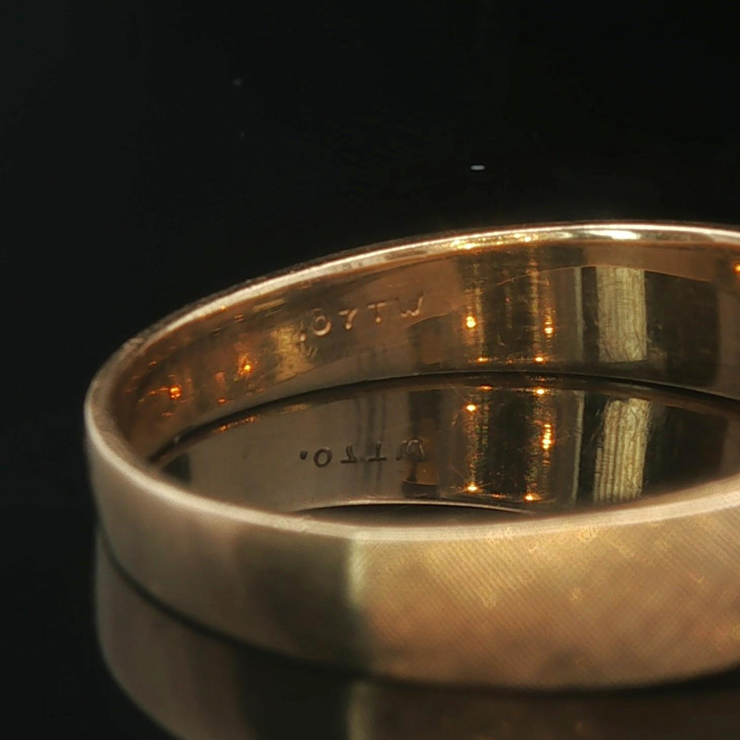 14k Yellow Gold and Diamond 5.9g Diamond Cut Men's Band Ring Size 12.5