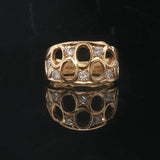 18k Yellow Gold and Diamond Ladies Open Design Band Ring Size 6.5