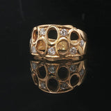 18k Yellow Gold and Diamond Ladies Open Design Band Ring Size 6.5
