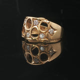 18k Yellow Gold and Diamond Ladies Open Design Band Ring Size 6.5