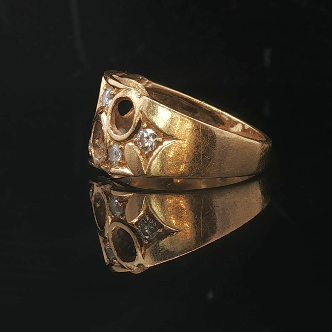 18k Yellow Gold and Diamond Ladies Open Design Band Ring Size 6.5