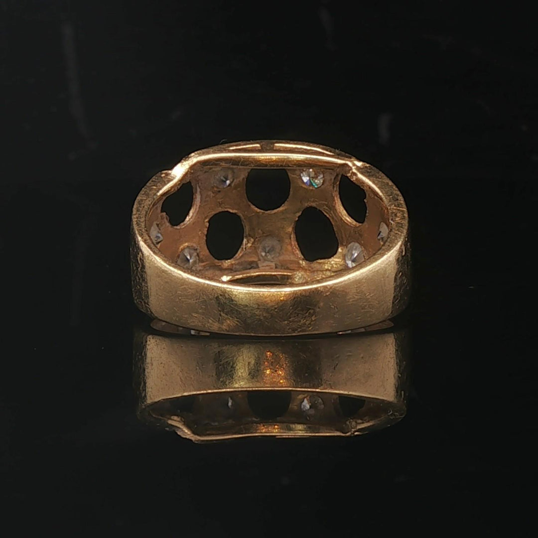 18k Yellow Gold and Diamond Ladies Open Design Band Ring Size 6.5