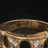 18k Yellow Gold and Diamond Ladies Open Design Band Ring Size 6.5