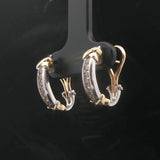 14k Yellow and White Gold Diamond Small Hoop Earrings