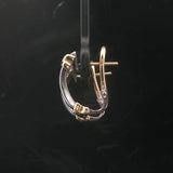 14k Yellow and White Gold Diamond Small Hoop Earrings