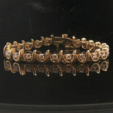 14k Yellow Gold and 2cttw Diamond Vintage C Link Tennis Bracelet 7"