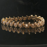 14k Yellow Gold and 2cttw Diamond Vintage C Link Tennis Bracelet 7"