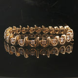 14k Yellow Gold and 2cttw Diamond Vintage C Link Tennis Bracelet 7"
