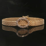 14k Yellow Gold and 0.25cttw Diamond Mesh Link Bracelet 6.5"