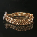 14k Yellow Gold and 0.25cttw Diamond Mesh Link Bracelet 6.5"