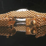 14k Yellow Gold and 0.25cttw Diamond Mesh Link Bracelet 6.5"