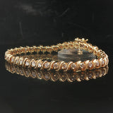 14k Yellow Gold and 2cttw Diamond Vintage S Link Tennis Bracelet 7"