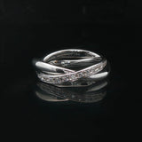 18k White Gold and Diamond Crossover Band Ring Size 4