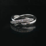 18k White Gold and Diamond Crossover Band Ring Size 4