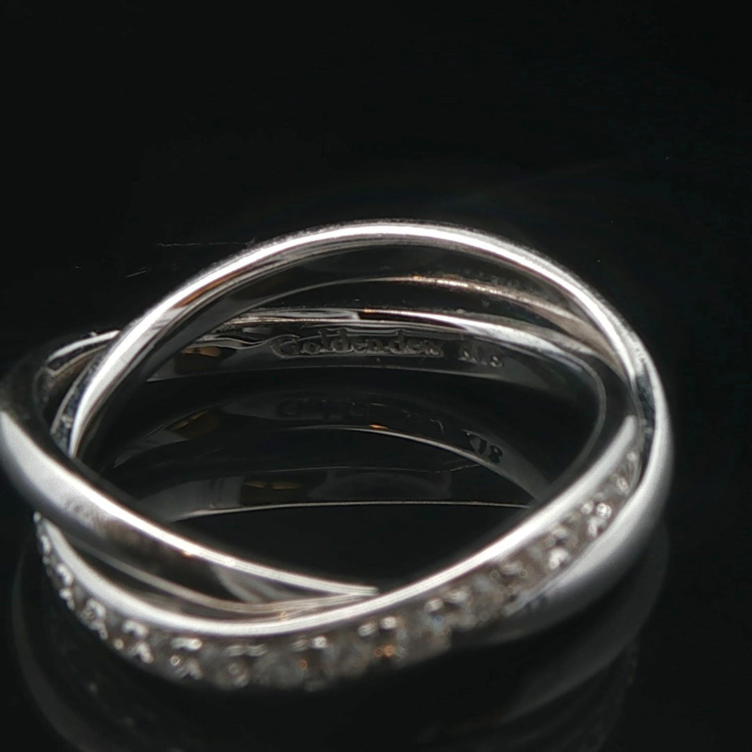 18k White Gold and Diamond Crossover Band Ring Size 4