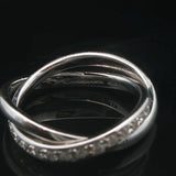 18k White Gold and Diamond Crossover Band Ring Size 4