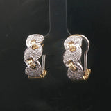 18k Yellow and White Gold Two Tone 0.75cttw Diamond Huggie Earrings