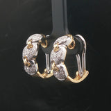 18k Yellow and White Gold Two Tone 0.75cttw Diamond Huggie Earrings