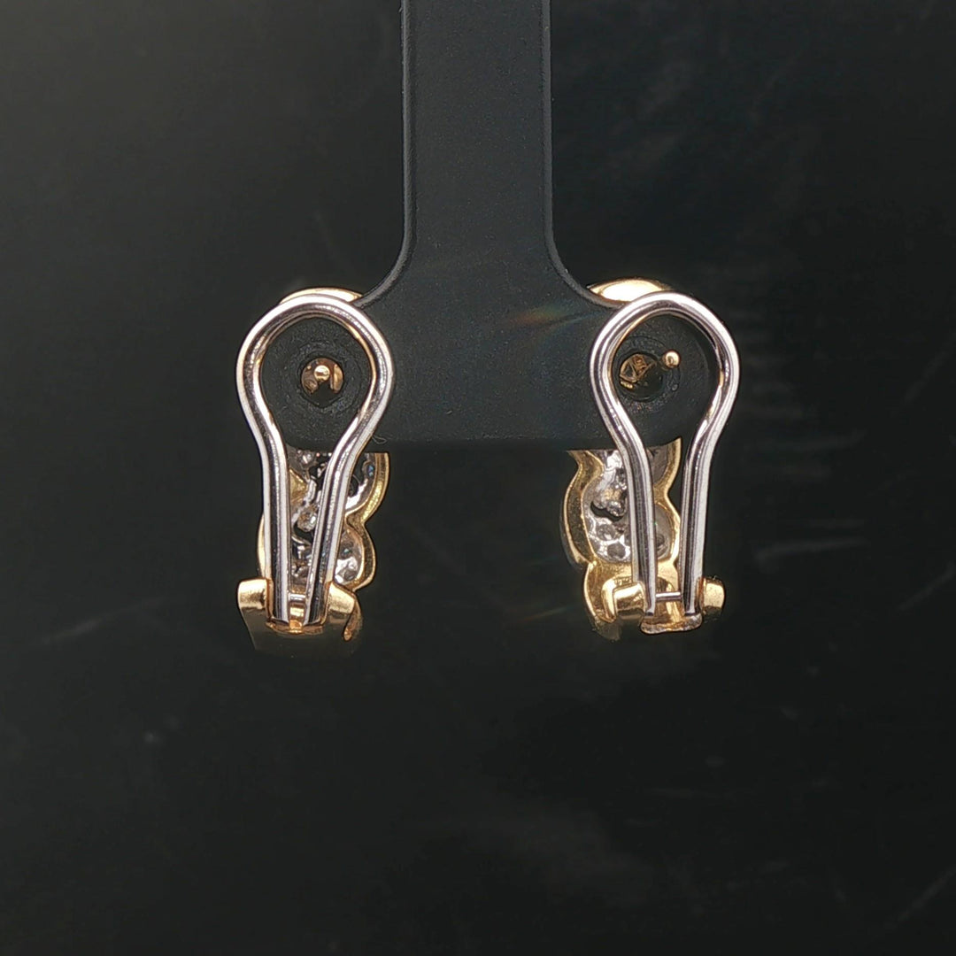 18k Yellow and White Gold Two Tone 0.75cttw Diamond Huggie Earrings