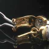 18k Yellow and White Gold Two Tone 0.75cttw Diamond Huggie Earrings