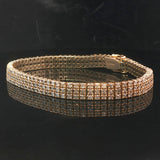 14k Yellow Gold and 4cttw Diamond 22.8g Three Row Tennis Bracelet 7"