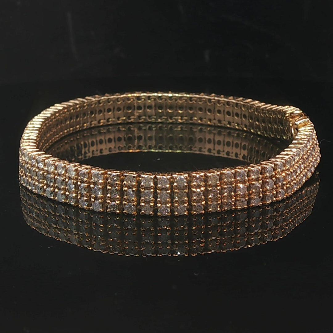 14k Yellow Gold and 4cttw Diamond 22.8g Three Row Tennis Bracelet 7"