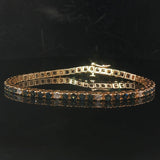 14k Yellow Gold Blue Sapphire and Diamond Vintage Tennis Bracelet 7"