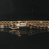 14k Yellow Gold Blue Sapphire and Diamond Vintage Tennis Bracelet 7"