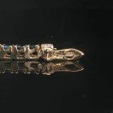 14k Yellow Gold Blue Sapphire and Diamond Vintage Tennis Bracelet 7"