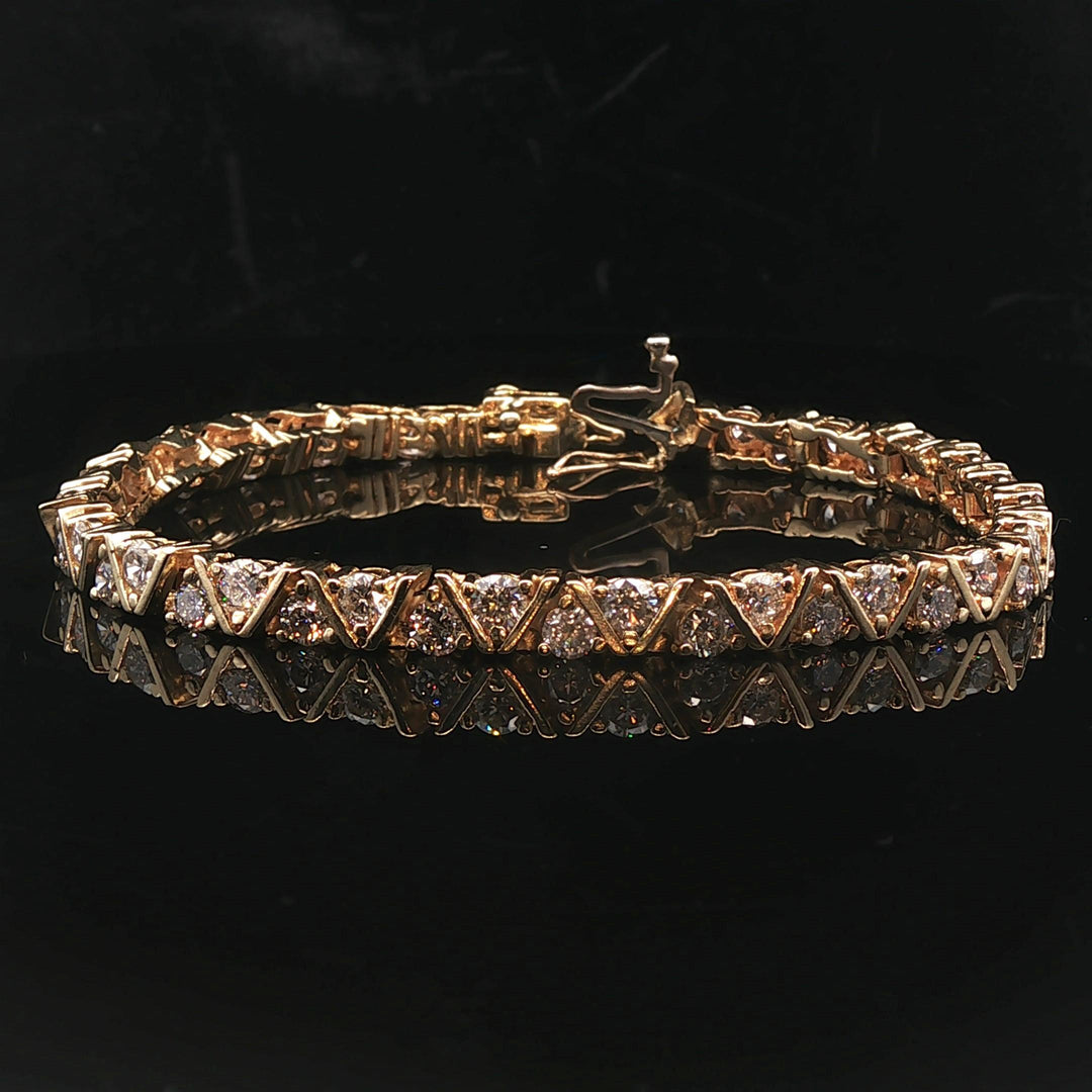 14k Yellow Gold and 5cttw Diamond Ladies Fancy Link Bracelet 7"