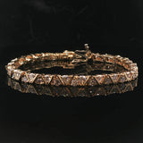 14k Yellow Gold and 5cttw Diamond Ladies Fancy Link Bracelet 7"