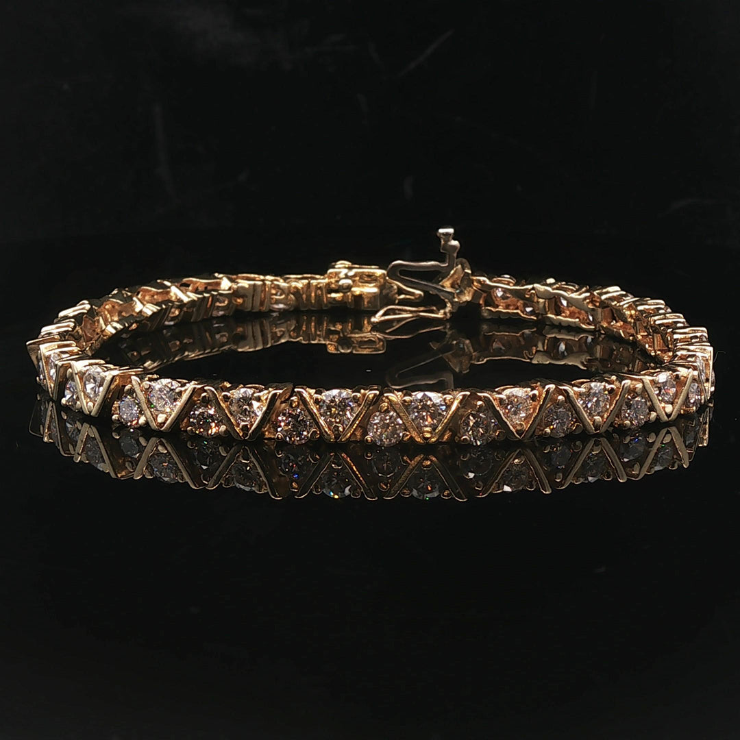 14k Yellow Gold and 5cttw Diamond Ladies Fancy Link Bracelet 7"
