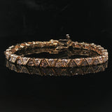14k Yellow Gold and 5cttw Diamond Ladies Fancy Link Bracelet 7"