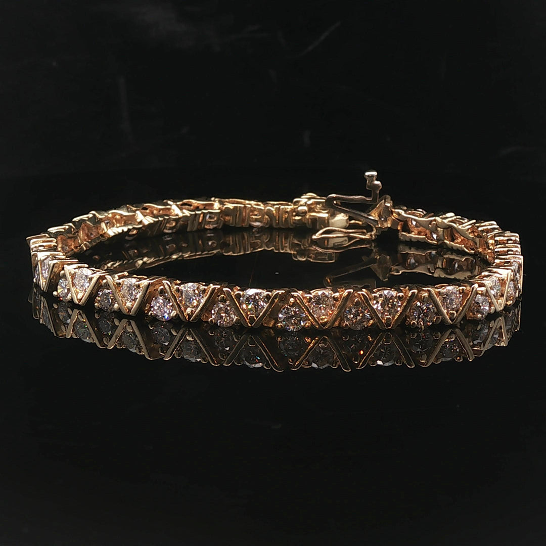 14k Yellow Gold and 5cttw Diamond Ladies Fancy Link Bracelet 7"